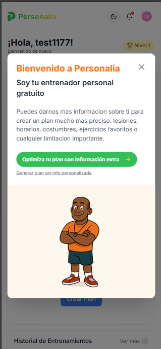 Bienvenido a PersonalIA - Mi entrenamiento (mobile)