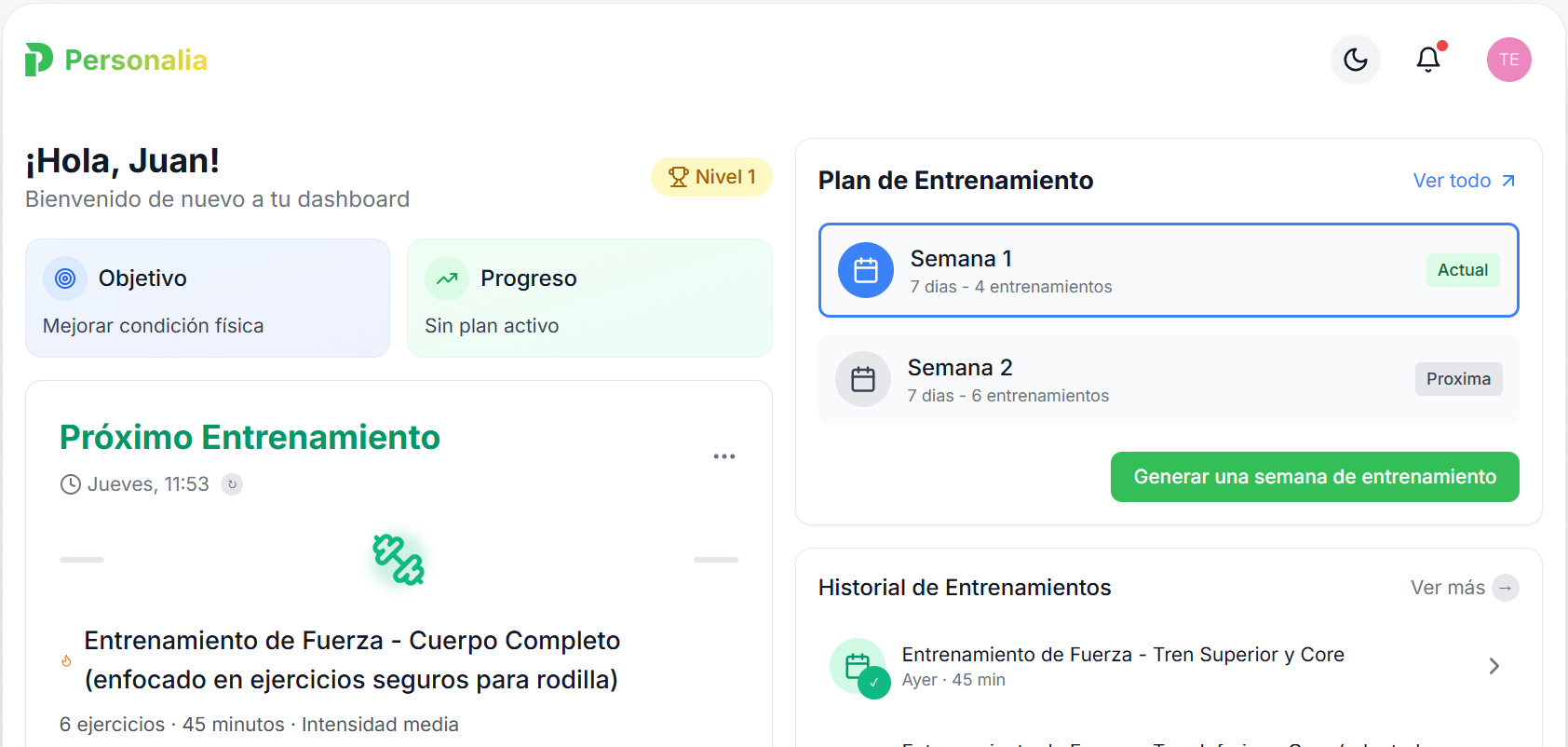 PersonalIA - Mi entrenamiento (desktop)
